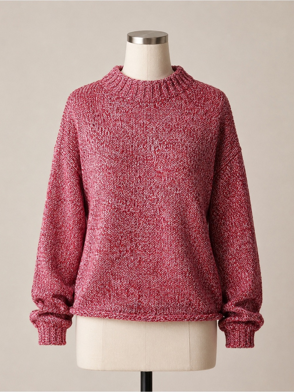 J. Crew Marled 2025 Rollneck in Red Navy Ivory Marl Sweater - Picture 5 of 7